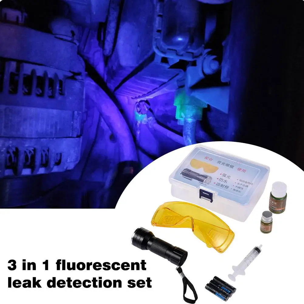 3 in1 Avtomobilskih Fluorescentna Leak Detection Orodje, klimatske naprave in Orodje za Popravilo R134a Hladilnega Sistema Leak Test Detektor UV-dye