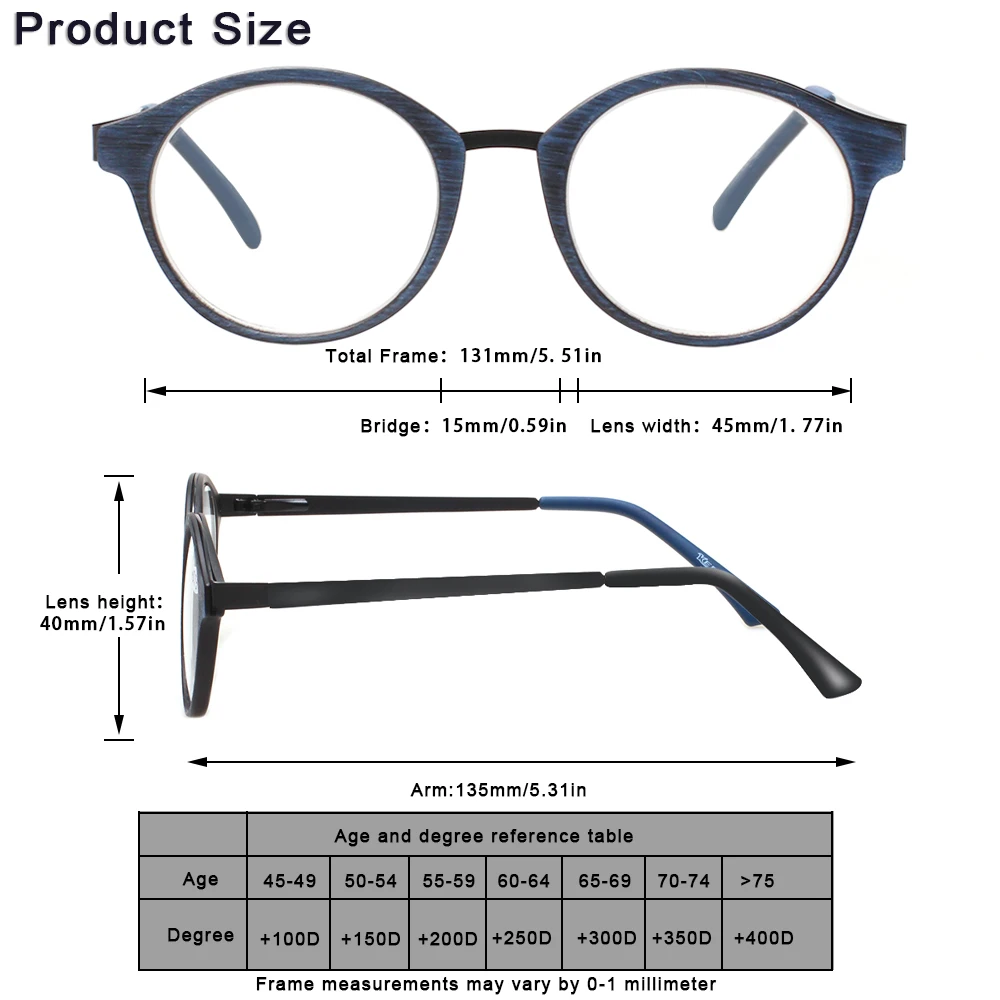 3 pari stilsko obravnavi očala za moške in ženske, lahka in prenosna, naravnost lesa zrn.
