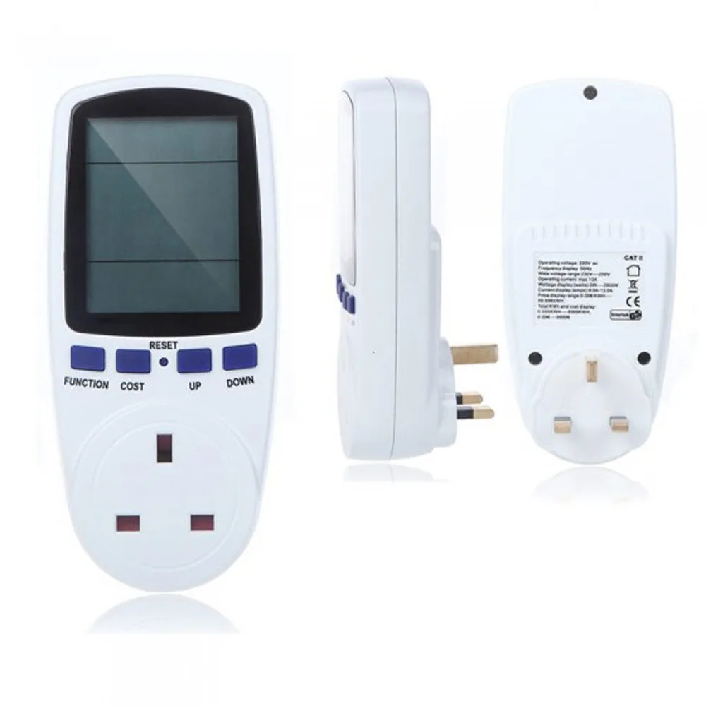 3-pin KRALJESTVU plug Porabo Energije Merilnik Energije, Električne energije, Uporaba W, Kalkulator Monitor