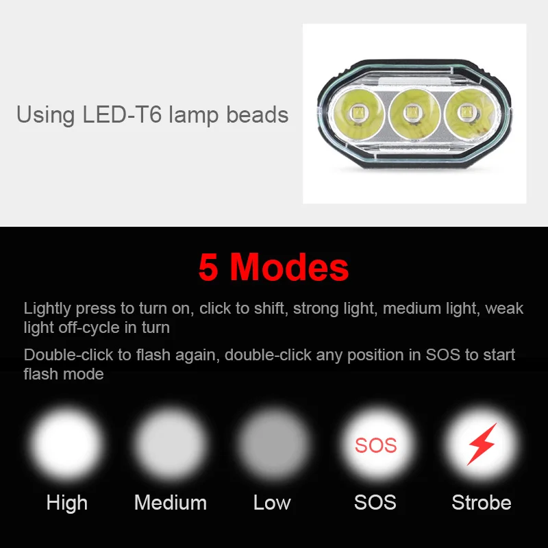 3*T6 LED Kolo Svetlobe 5200mAh USB Polnilne MTB Cestno Kolo Smerniki 1200LM 5 Načini Kolesarjenje Sprednje Luči Svetilke