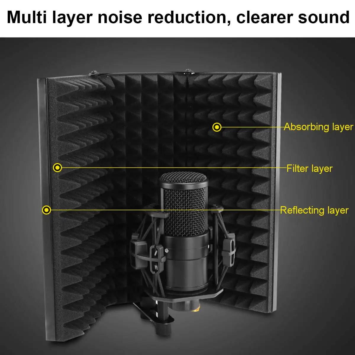 3 Tablice Zložljive Mikrofon Akustično Izolacijo Ščit Akustične Pene Plošči za Snemanje v Živo Mikrofon Dodatki