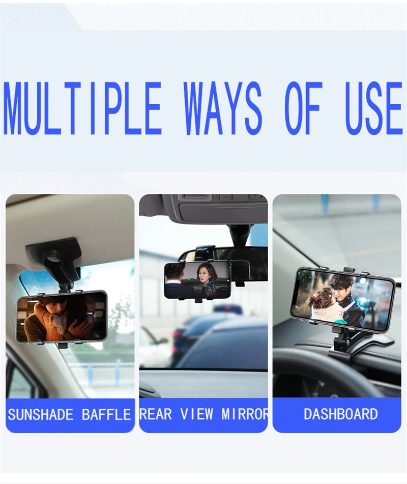 3 v 1 HUD nadzorni Plošči Avto Nosilec za Telefon, 360-Stopinjski Mobilna Stojala Rearview Mirror Ščitnik proti Soncu V Avtomobilu GPS Navigacija Vesa Podpora