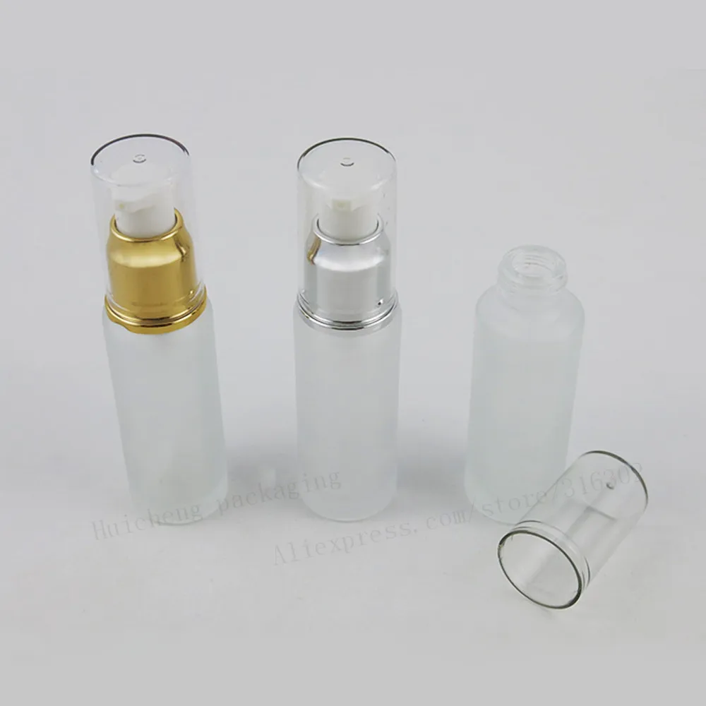 30 ML Frost Stekla Losjon Črpalka Steklenico 1oz Aluminijasto Črpalko Steklenici 30cc Stekleno Posodo 200pcs