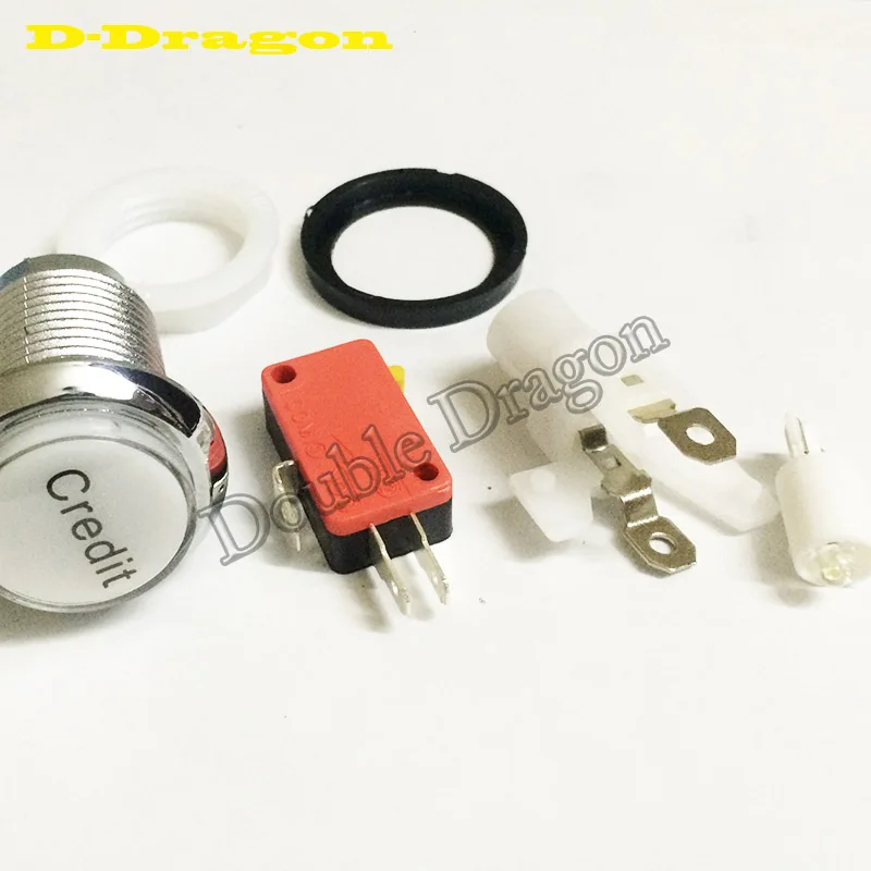 30pcs 30 mm 12V LED Osvetljeni Arkadna Gumb, kromirane Pritisni Gumb z Microswitch za kovance Arkadne Igre pralni