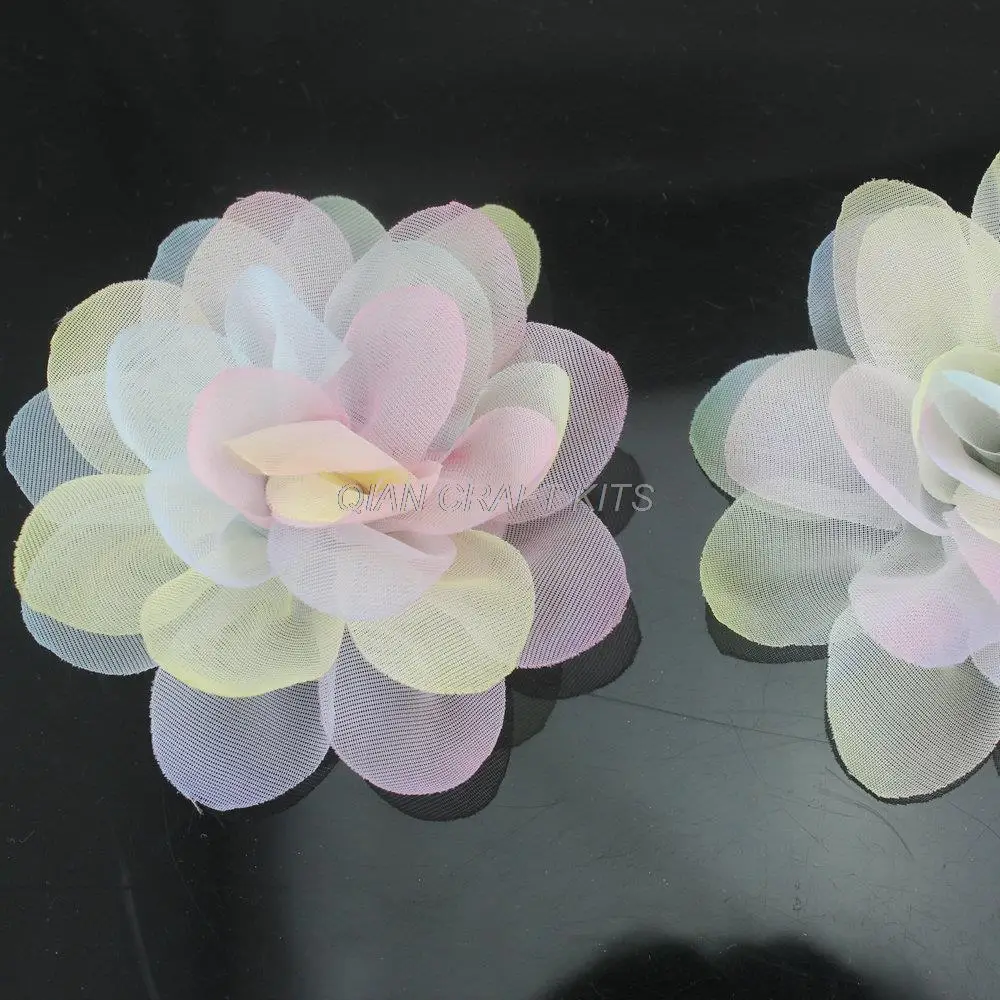 30pcs iz Svile organza rose Cvetje MAVRICA Tie Dye pastelne barve za diy ni posnetke 70 mm