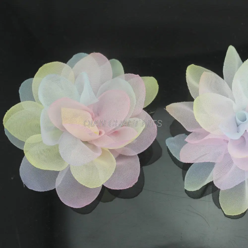 30pcs iz Svile organza rose Cvetje MAVRICA Tie Dye pastelne barve za diy ni posnetke 70 mm