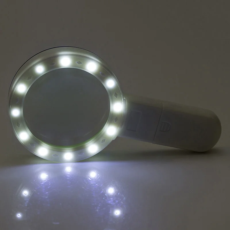 30X Povečevalno Steklo z LED Luči Lupa Ročni Osvetljeno Lupo Mikroskopom Objektiv Osvetljen Branje Magnifiers za Starejše
