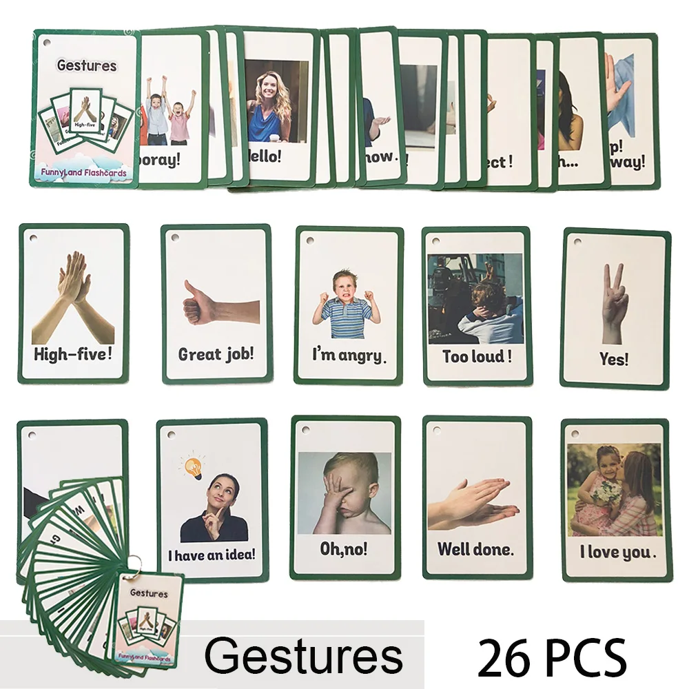 31 Kos/Set Občutke, Čustva, bolezni angleške Besede Žep Flash Kartice Otrok Učne Kartice Začetku Izobraževalne Igrače