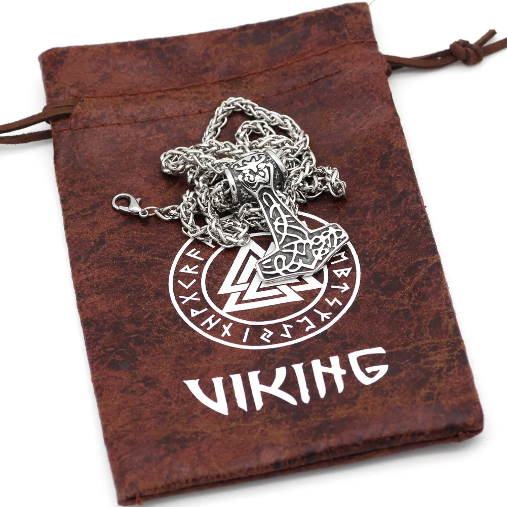 316L iz Nerjavečega Jekla Norse Bog Viking Odin Volk THOR JE KLADIVO MJOLNIR Ogrlico, OBESEK