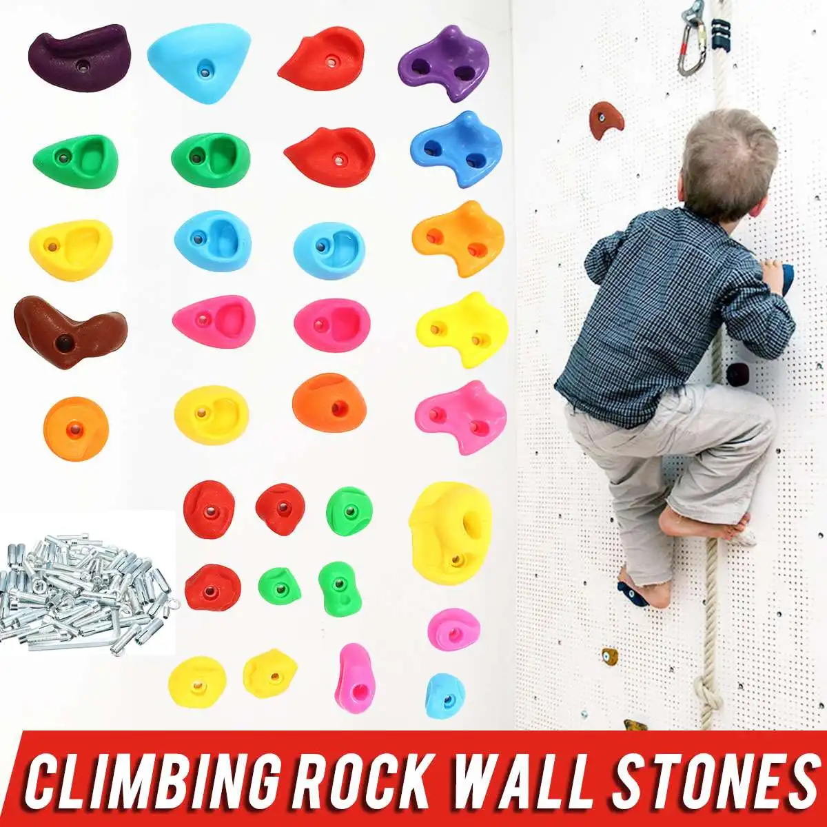 32Pcs/set Razvrstan Teksturirane Rock Plezanje Okvir Mešane Barve Rock Plezalni Steni Kamni Roke, Noge Ima Ročaj otroci Šport Igrače