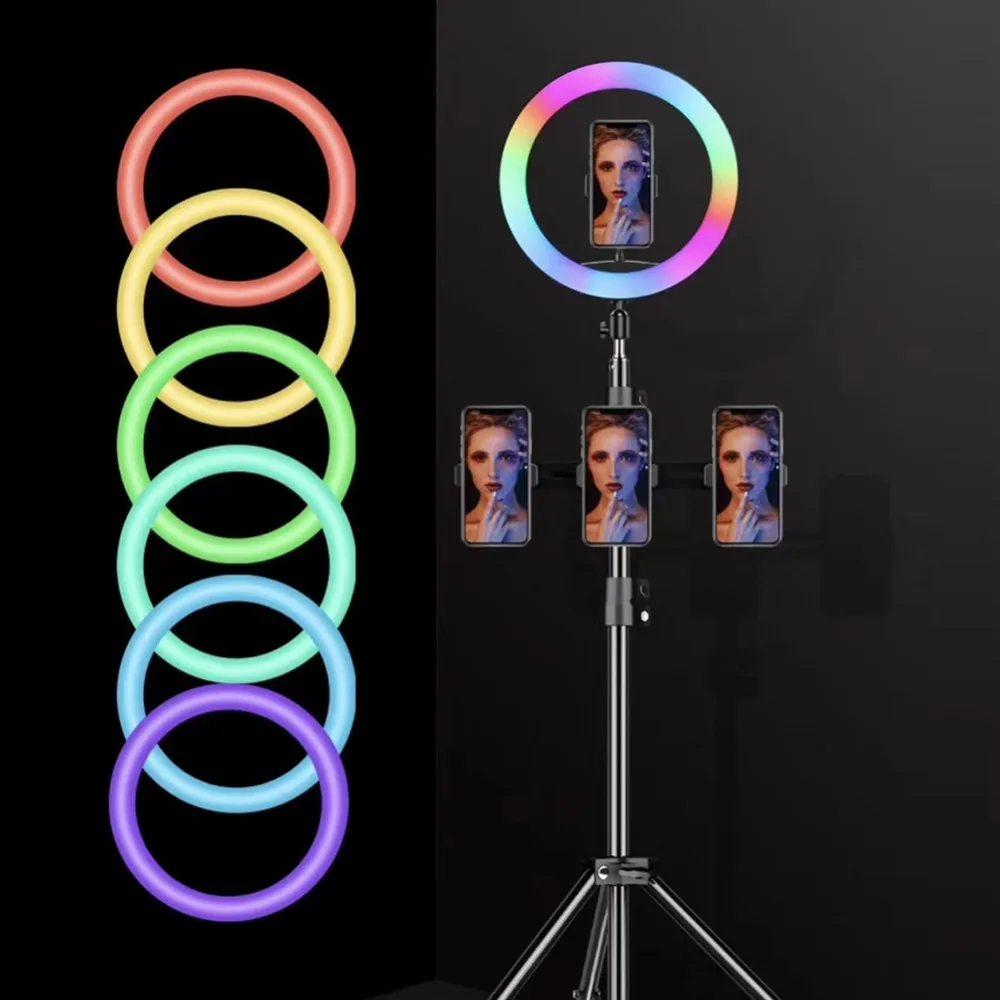 33 cm RGB Zatemniti LED Selfie Obroč Svetlobe Barvne 10 13 Palčni Telefon Fotoaparat z Bliskavico Video Ličila Lučka