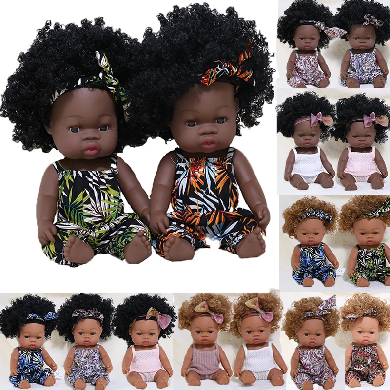 35 CM Ameriški Prerojeni Black Baby Doll Kopel Igra Polna Silikona Vinil Lutke Otroka Veren Newborn Baby Doll Igrača Dekle Božično Darilo