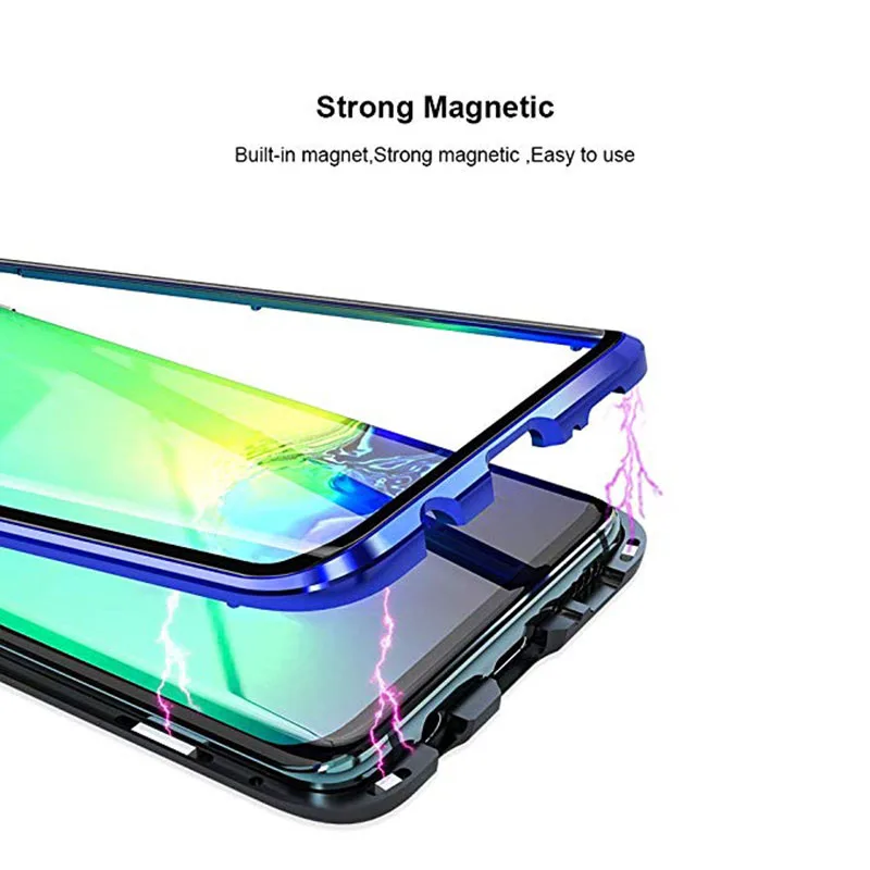 360 Full Metal Magnetno Ohišje Za Samsung Galaxy S8 S9 S10 S20Plus Opomba 9 8 10 Plus S10 5G Primeru Dvojno Stranicami, Kaljeno Steklo Pokrova