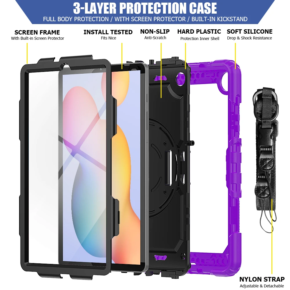360 Rotacijski Težka Shockproof Tablet Zaščito Pokrovček Za Samsung Galaxy Tab S6 Lite 10.4