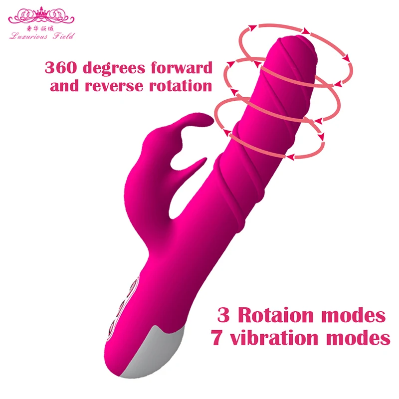 360 stopinj Rotacija Dildo Vibratorji 7 Hitrosti Močne Vibracije Klitoris Stimulacije Rabbit Vibrator Odraslih Erotično sex Igrače za Ženske