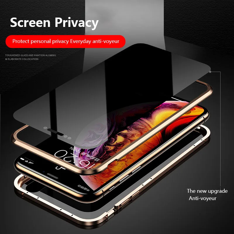 360 Zasebnosti Anti-Peep Magnetno Ohišje Za iPhone 12Mini 12 11 XS Pro Max XR X SE2020 8 7 6S 6 Plus Dvojno Stransko Steklo Primeru Zajema