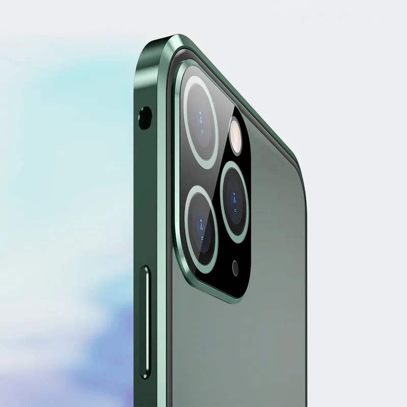 360 Zaščitna Dvojno Stransko Steklo Magnetni Kovinsko Ohišje za iPhone 12 11 Pro X XS Max XR Z Objektivom Fotoaparata Varstvo Magnet Pokrov