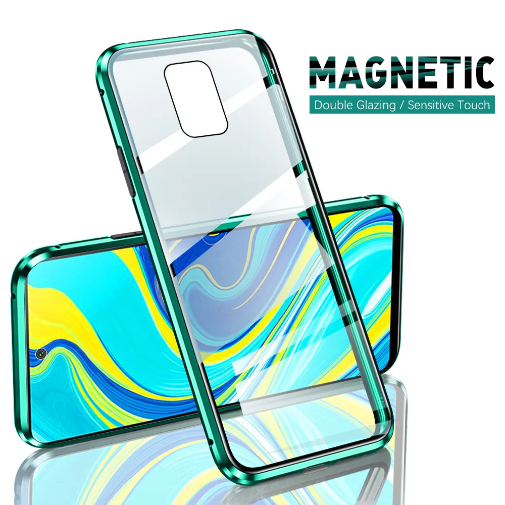 360° Magnetni Flip telefon Kritje velja Za xiaomi redmi opomba 9 pro 9s readmi redmy ne nota 9 s 9a Dvojno stransko Steklo Odbijača coque