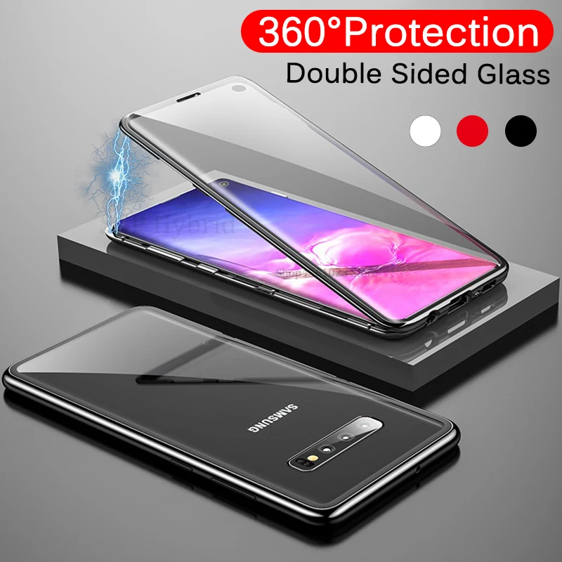 360° Magnetni Primeru za Samsung Galaxy s 10plus 10e Stekla Nazaj Kritje Magnet Adsorpcije Sansun s10e s10 e plus Filp Coque