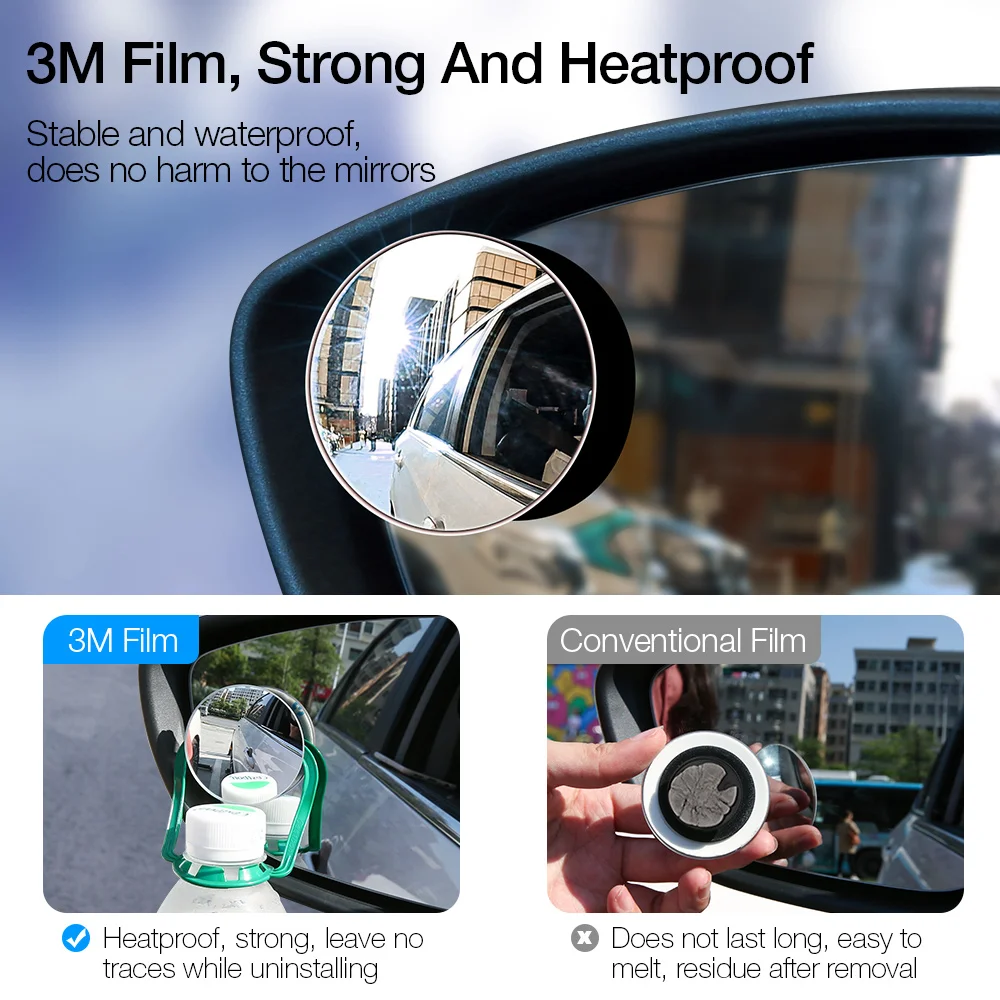 360°v HD Avto Ogledalo širokokotni Krog Konveksna Slepa Pega Mirrior Rearview Mirror Vozila Blindspot Framless Pogled od Zadaj Parkirni Ogledalo
