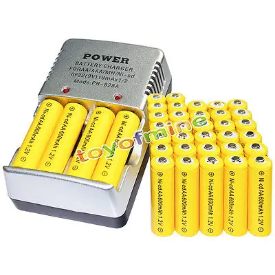 36pcs baterije AA baterij v Razsutem stanju za ponovno Polnjenje NI-CD 2800mAh 1,2 V Rumeno + Pametni Polnilnik