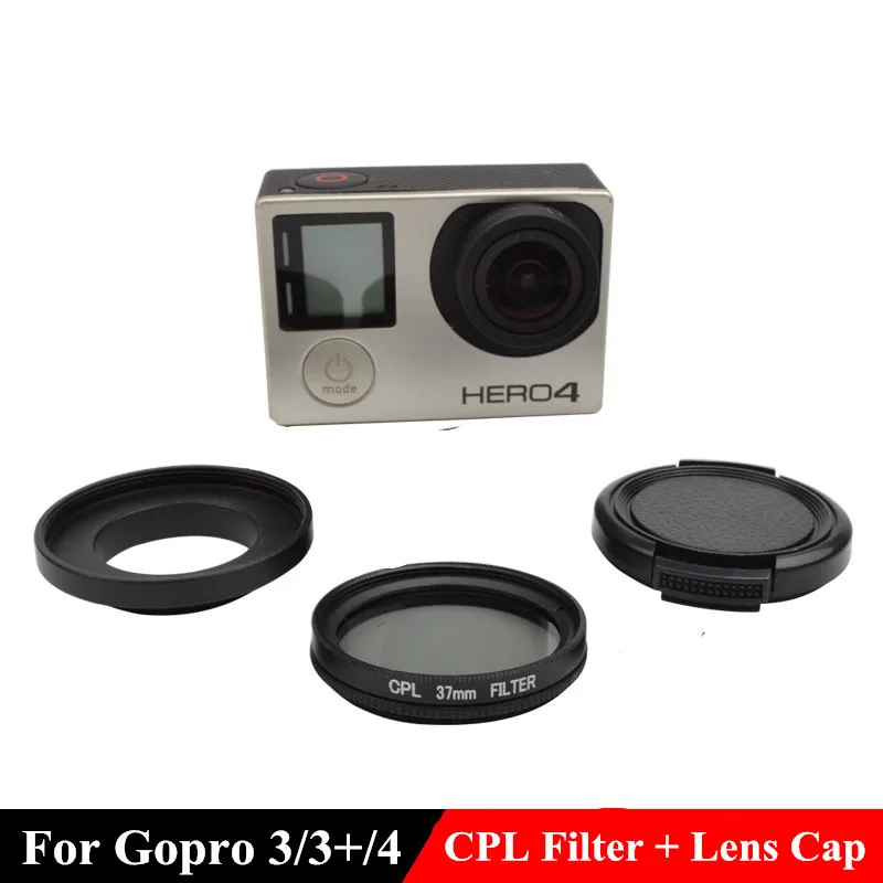 37 mm CPL Krožne Polarizer Filter + Lita Adapter Ring + pokrov Objektiva filtor Protector za Gopro 3 3+ 4 dodatna oprema za Kamere