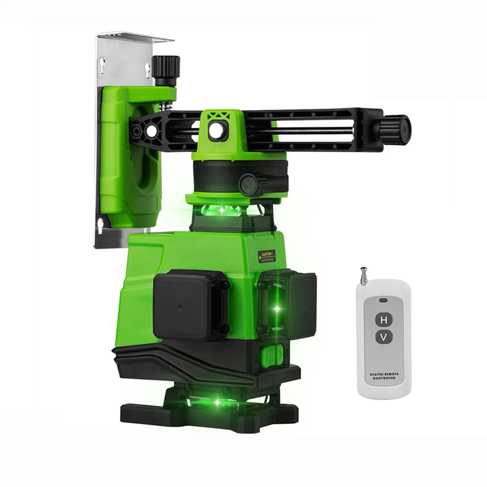 3D 4D zeleni laser ravni 12 16 linij 360 Navpične In Vodoravne Črte Self-izravnavanje Križ Skladu z daljinskim upravljalnikom/2 v 1bracket