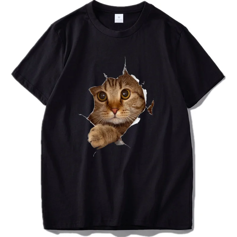3D Cat Majica s kratkimi rokavi Digital Print Kul Smešno Srčkan Živali Tshirt Darila Kratek Rokav Vrhovi Bombaž Mehko Tee