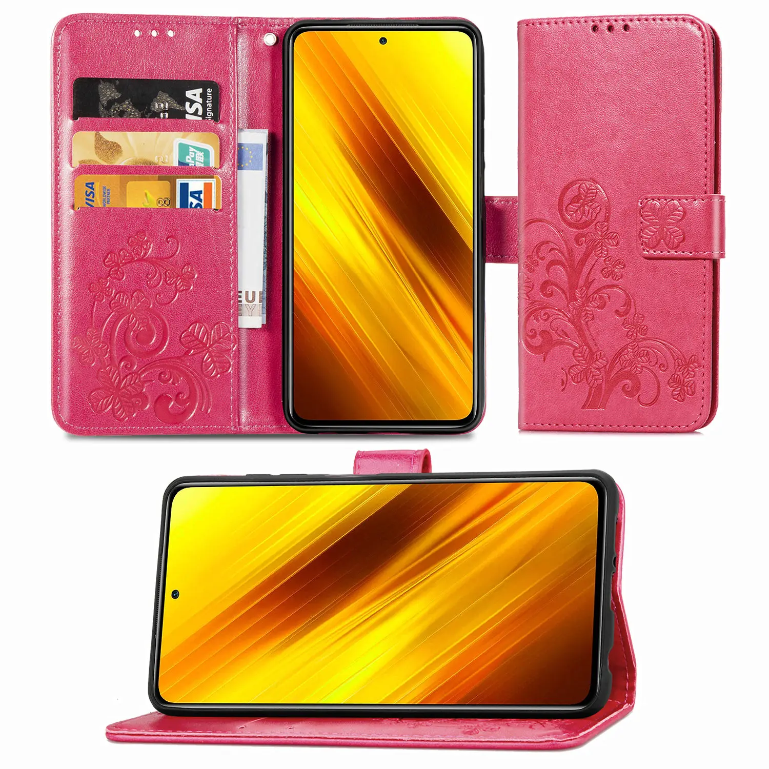 3D Cvet Reliefni Usnja Flip Case za Xiaomi Mi Opomba 10 Lite Opomba 9s Pro Max 8 8T 7 Pro Redmi 9 9C 9A POCO X2 F2 X3NFC