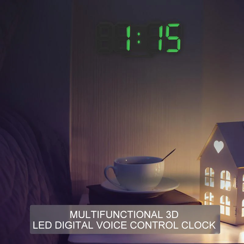 3D Digitalni Tabela Ura Stenska Ura LED Nočna Datum, Prikaz Časa Alarm USB Dremež Doma dnevna soba Dekoracijo