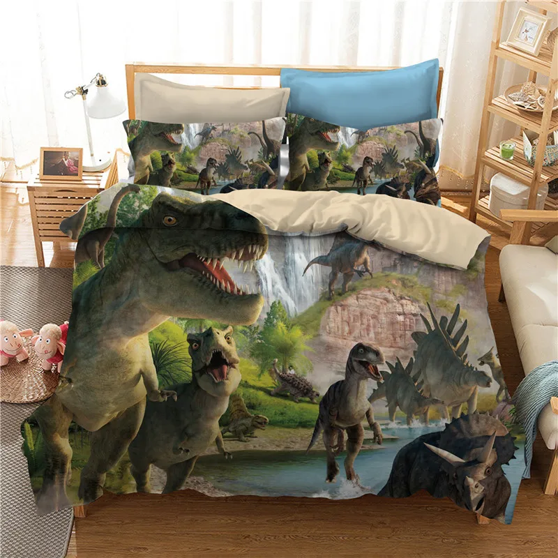 3D dinozaver vzorec tiskanja posteljnina Twin velikost fant rjuhe dinozaver odeja kritje 3d posteljo komplet posteljnino, tekstil doma