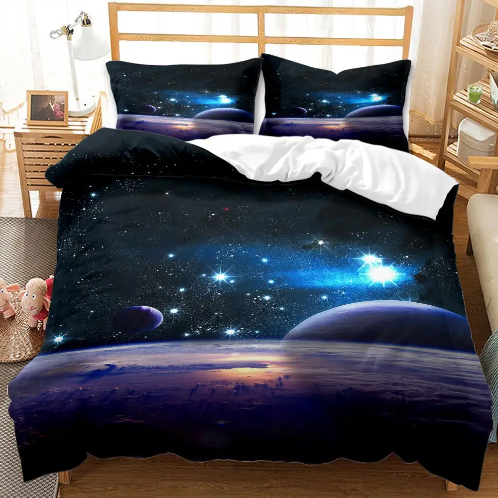 3D Galaxy kraljica Sam kralj polni velikosti dvojna posteljnina tolažnik nastavite luksuzni rjuhe kritje otroci posteljnina