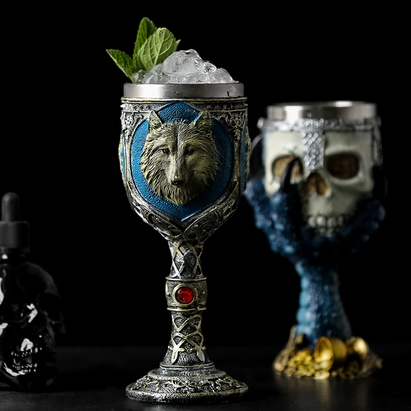 3D Gothic iz Nerjavečega Jekla Lobanje Pokal Design za Bar Stranka Vina Doma Dekor Ognjeni Vrč Halloween Darila