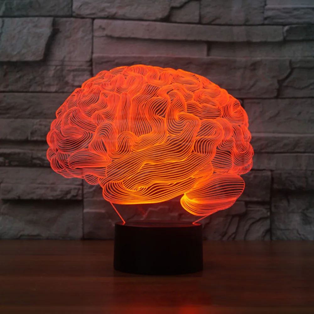 3D Iluzije Lučka Možganov Oblika Barva Spreminja, Dotik Stikala LED Nočna Lučka Akril Desk Vzdušje Lučka Novosti Razsvetljava