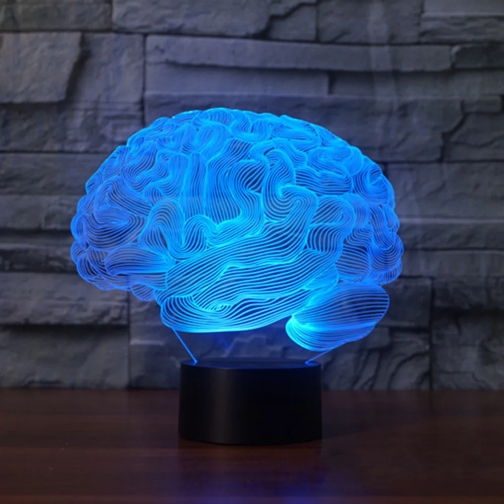 3D Iluzije Lučka Možganov Oblika Barva Spreminja, Dotik Stikala LED Nočna Lučka Akril Desk Vzdušje Lučka Novosti Razsvetljava