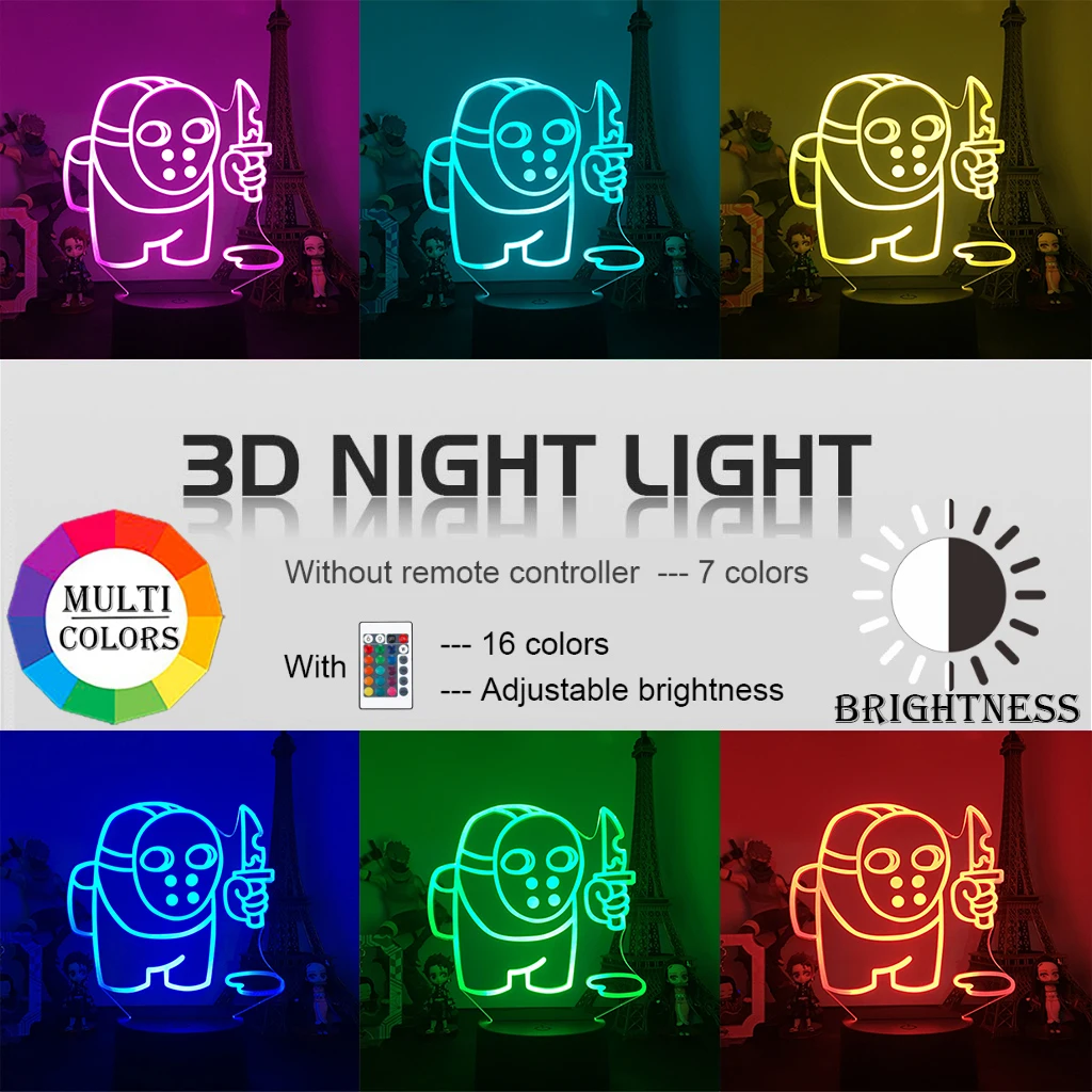 3D Iluzije Med Nami Lučka Igra LED Noč Lignt Tabela Namizno Svetilko USB Pogon Led Luči Spalnica Dekoracijo Doma Dekor Otrok Darilo