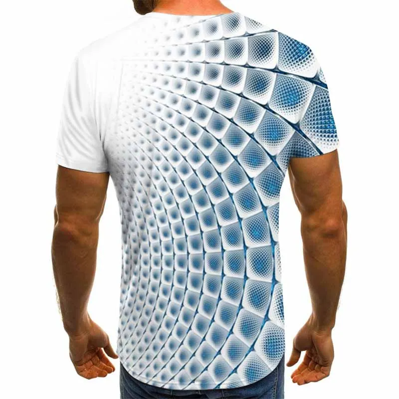 3D Kariran Harajuku Top Tri-dimenzionalni Spirala T-shirt O-Neck Majica Velikosti Ulične 2020 Poletje Casual Moški Moški XXS-6XL