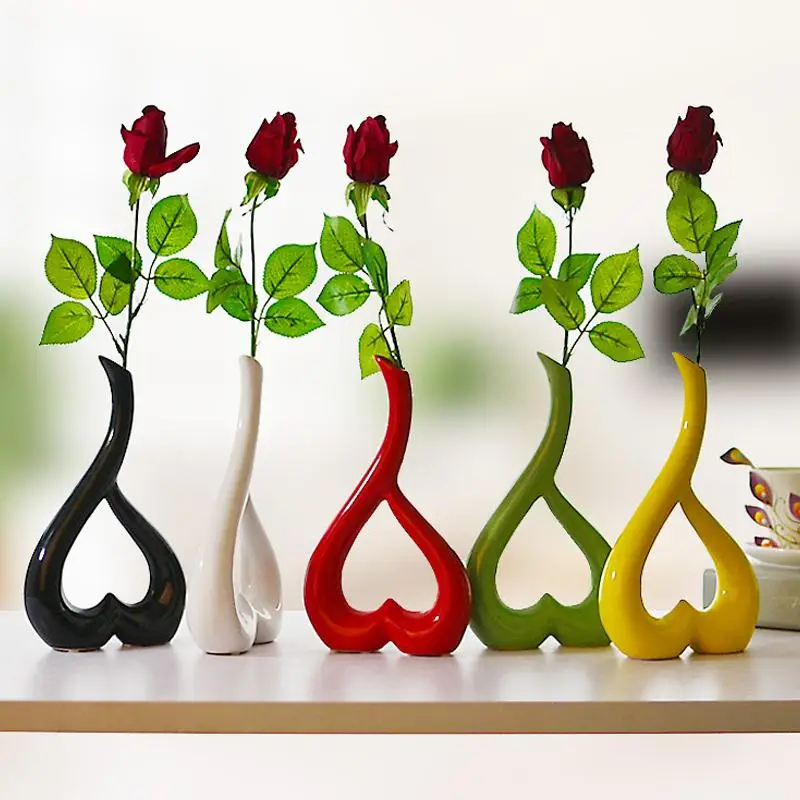 3D Keramika v Obliki Srca Vaza Vaze za Dom Namizni Dekor Vaze, Cvetlični Lepa Stranka, Poroka, Valentinovo Ornament