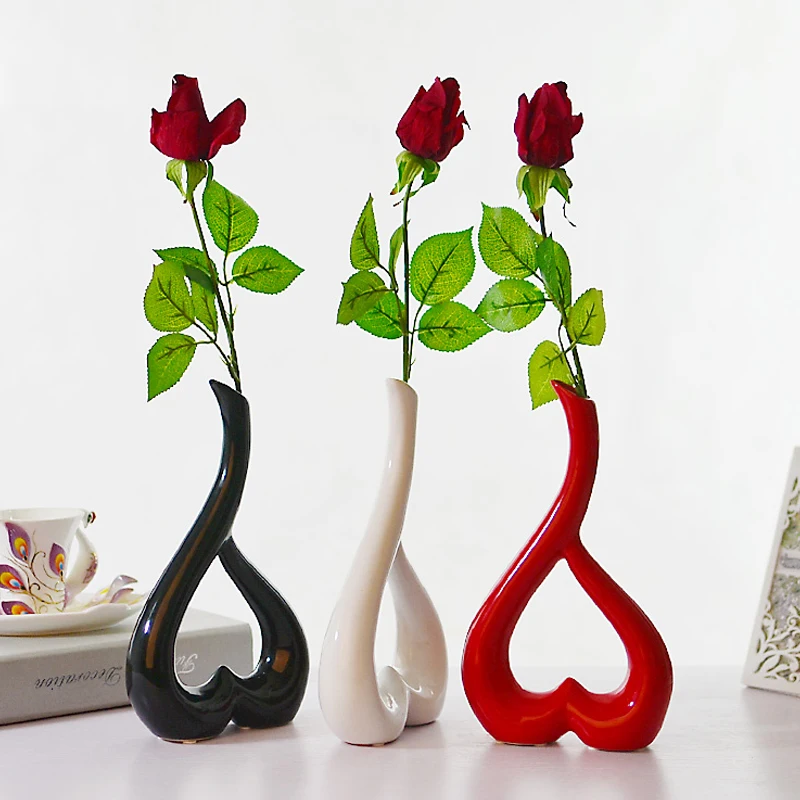 3D Keramika v Obliki Srca Vaza Vaze za Dom Namizni Dekor Vaze, Cvetlični Lepa Stranka, Poroka, Valentinovo Ornament