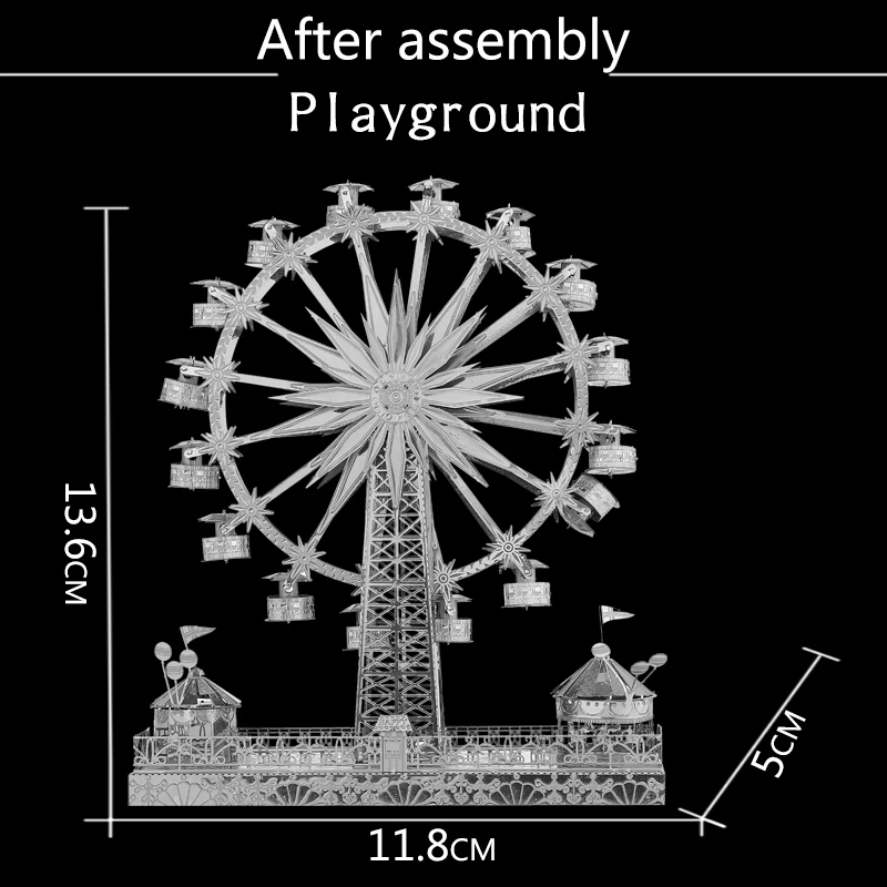 3D Kovinski Model Puzzle Premično Obračanje Ferris Wheel DIY Lasersko Rezanje Puzzle Težko Montažo Kit Odraslih Zbirka