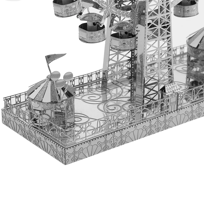 3D Kovinski Model Puzzle Premično Obračanje Ferris Wheel DIY Lasersko Rezanje Puzzle Težko Montažo Kit Odraslih Zbirka