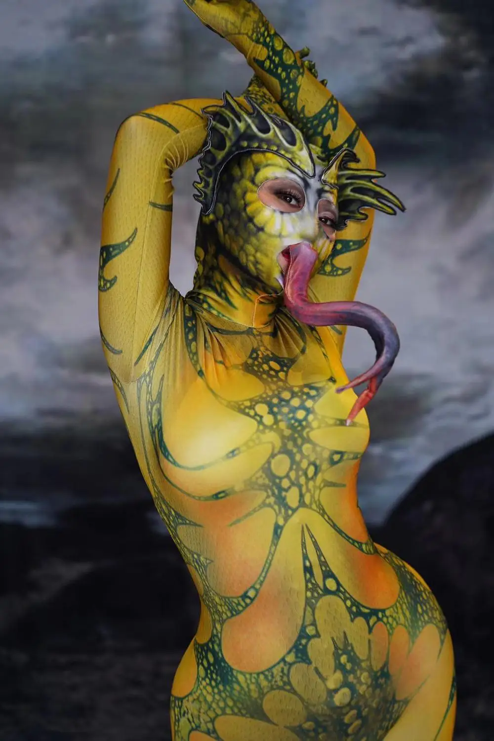 3D Kuščar Vzorec Stretch Prikriti Jumpsuit Ženske Živali Cosplay Kostum Halloween Stranka Vlogo Uspešnosti Obleko Bar Fazi Obrabe