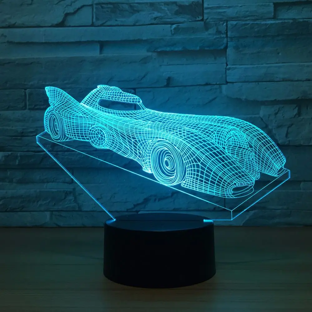 3D LED Iluzijo dirkalnika Model Noč USB Lučka LED 7 Barv Obrob namizne Svetilke kot Novost Darila Luči & Sobi Okraski