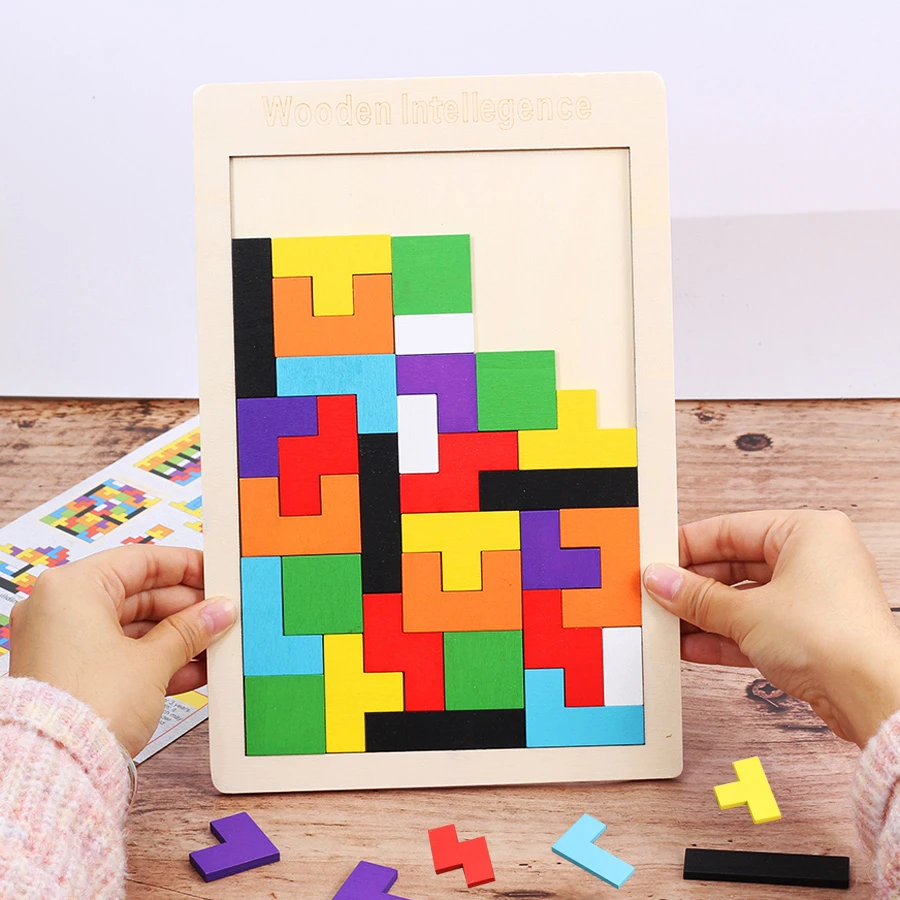 3D Lesene Uganke Jigsaw Odbor Igrače Tangram Možganov Teaser Otroci Igrače Puzzle Igra Izobraževalne Otroške Igrače Lesa Darila
