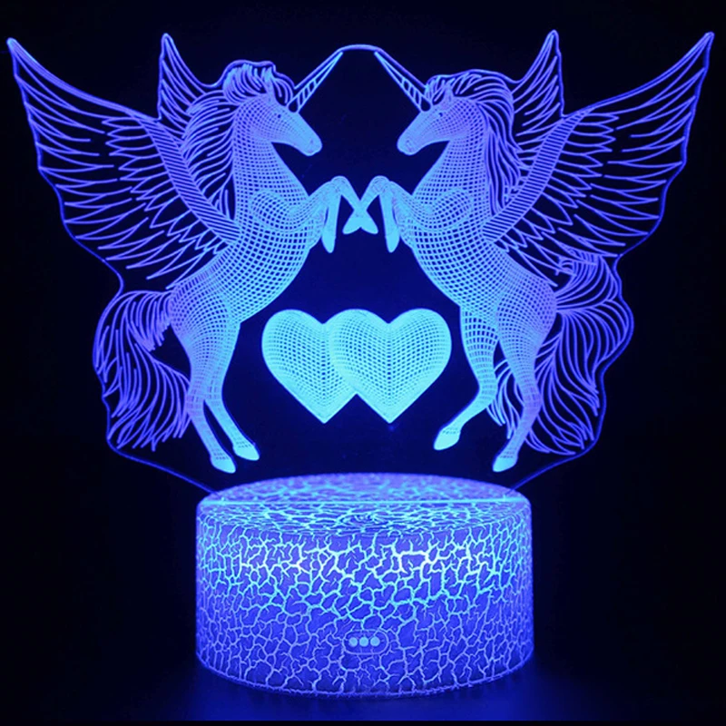 3D Noč Svetlobe Oddaljenih Ali Touch Kontrole 3D LED Samorog Oblikovan Tabela Namizno Svetilko Božič Dom Dekoracijo Lepo Darila Za Otroke D30