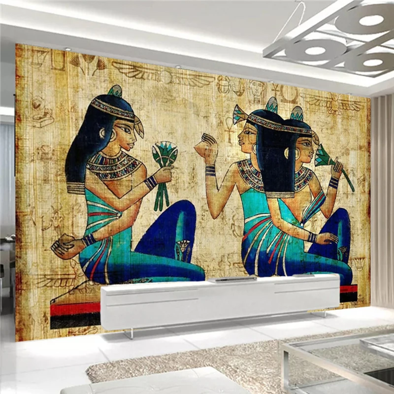 3D Ozadje Evropski Stil Ročno poslikano Stari Egipčanski Številke Stensko Slikarstvo, Dnevna Soba, TV Dom Dekor Freske De Papel Parede