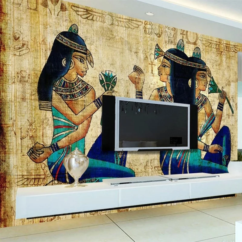 3D Ozadje Evropski Stil Ročno poslikano Stari Egipčanski Številke Stensko Slikarstvo, Dnevna Soba, TV Dom Dekor Freske De Papel Parede