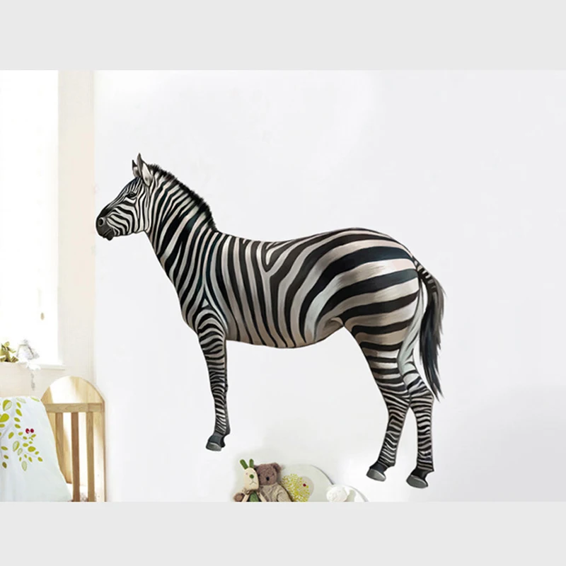 3D Realistična Zebra Dekorativne Stenske Nalepke Ustvarjalni Dom Dekor Za Dnevni Sobi, Otroški Sobi, Spalnica Zidana Umetnosti vinilna Nalepka