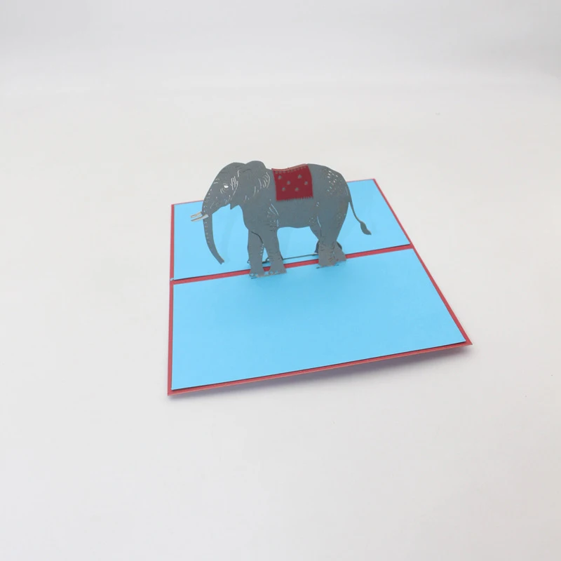 3D Ročno Cartoon Živali Strip Slon Papir Blagoslov, voščilnico, Razglednico Študent Otroka, Otroški Rojstni dan Prijatelja Darilo