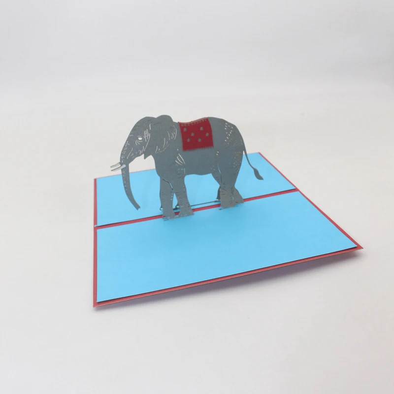 3D Ročno Cartoon Živali Strip Slon Papir Blagoslov, voščilnico, Razglednico Študent Otroka, Otroški Rojstni dan Prijatelja Darilo